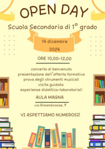 Locandina open day scuola secondaria 14 dicembre